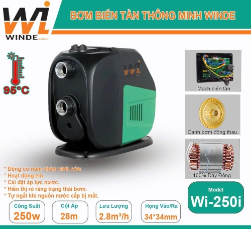 Máy Bơm Tăng Áp Biến Tần WINDE Wi-250i/250W – Giải Pháp Tăng Áp Nước Thông Minh Cho Gia Đình Hiện Đại
